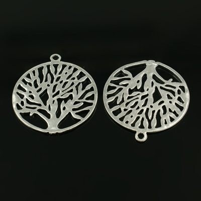 PandaHall Tibetan Style Zinc Alloy Pendants, Fashion Tree of Life Charm, Lead Free and Cadmium Free, Silver Color, Size: about 43mm long...