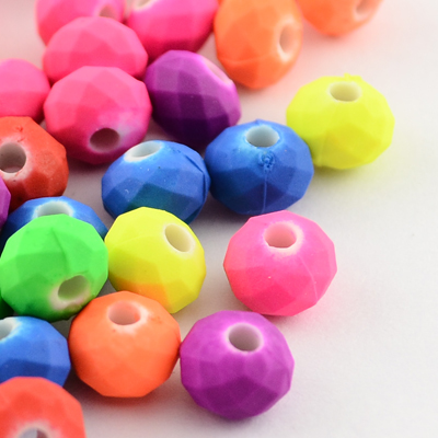 PandaHall Fluorescent Acrylic Beads, Rubberized, Rondelle, Mixed Color, 10x7mm, Hole: 2mm; about 1200pcs/500g Acrylic Rondelle Multicolor