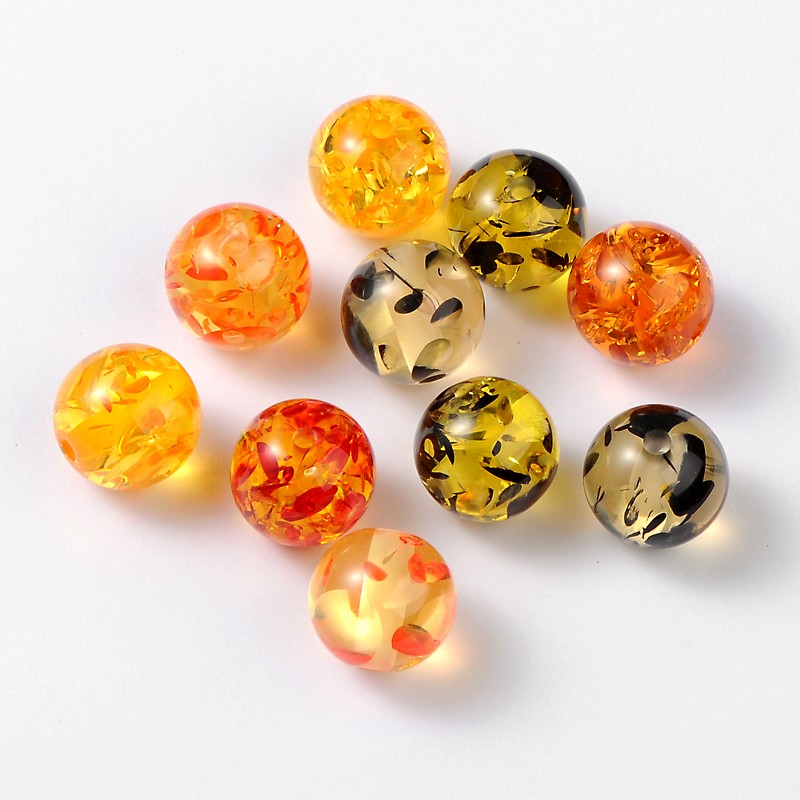 PandaHall Resin Round Beads, Mixed Color, about 16mm in diameter, hole: 3mm Resin Round Multicolor