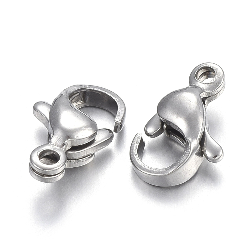 PandaHall 304 Stainless Steel Lobster Claw Clasps, Stainless Steel Color, 10x6.5x3.5mm, Hole: 1mm Stainless Steel Others