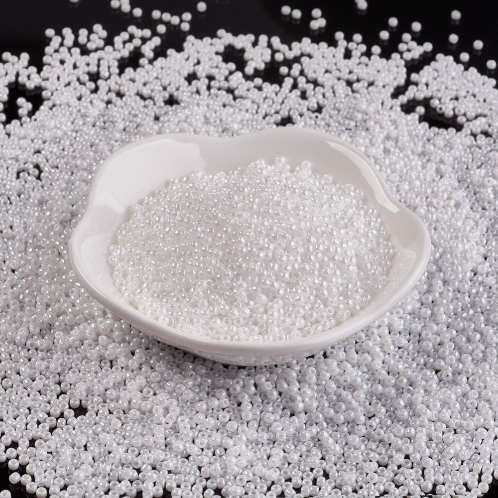 PandaHall TOHO&reg Japan Import Glass Round Seed Beads, 11/0 Opaque-Lustered, White, 2x1.5mm, Hole: 0.5mm; about 933pcs/10g Glass White