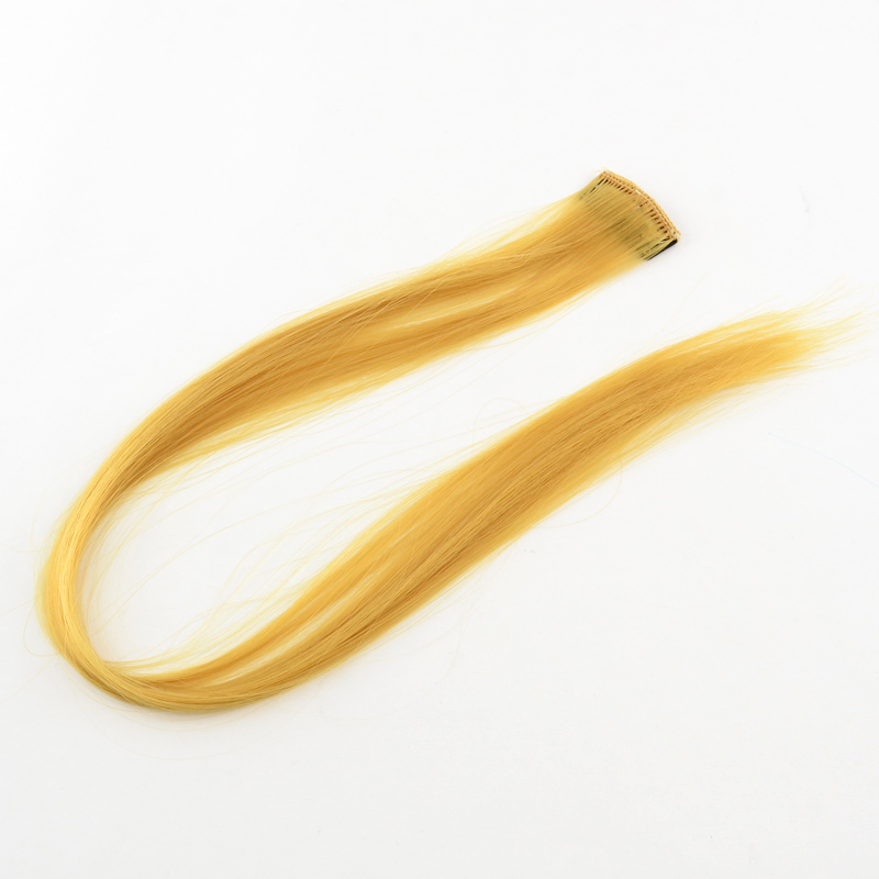 PandaHall Fashion Women's Hair Accessories, Iron Snap Hair Clips, with Nylon Hair Wigs, Goldenrod, 47cm Nylon Gold
