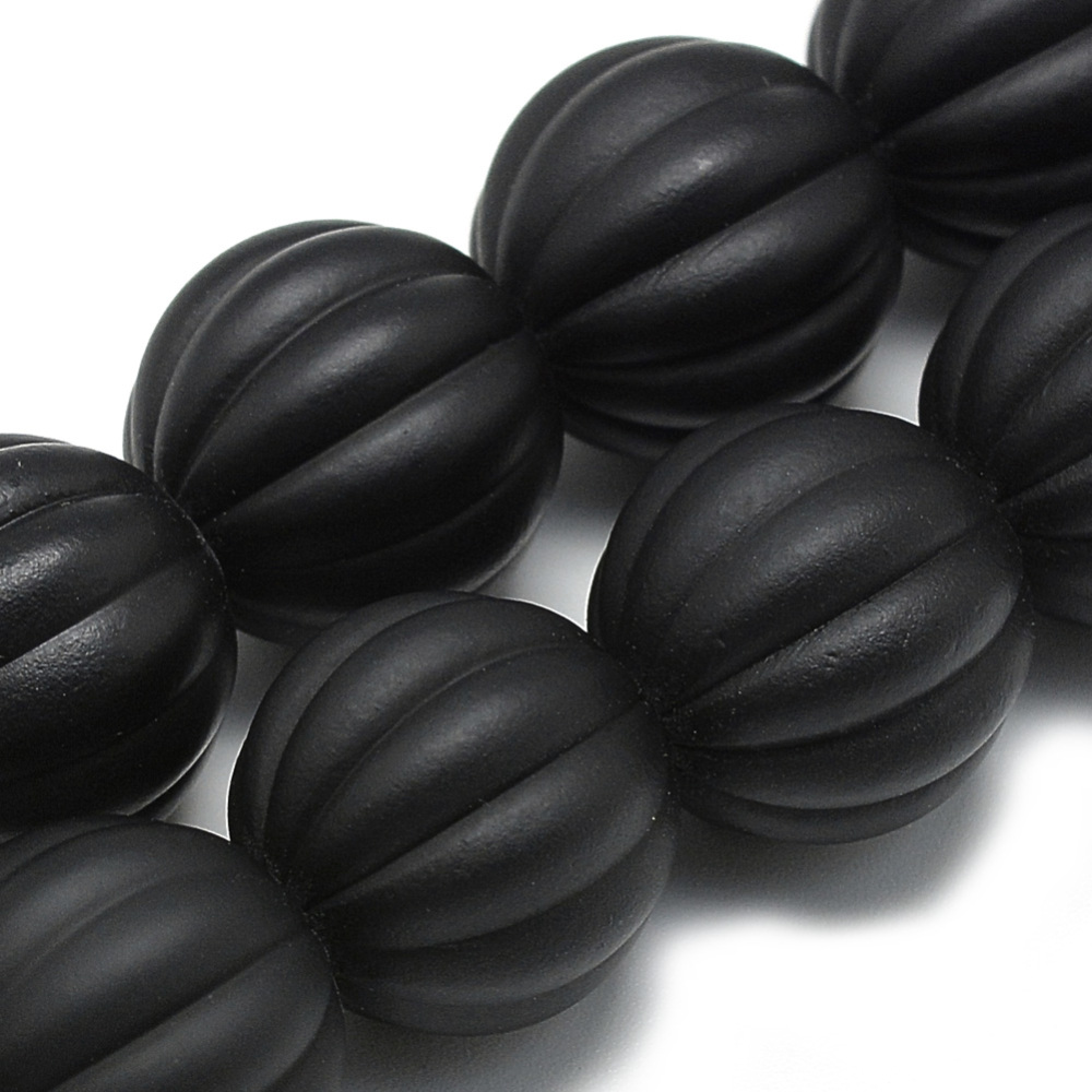 PandaHall Rubberized Style Acrylic Beads, Pumpkin, Black, 16.5mm, Hole: 2.5mm Acrylic Pumpkin Black