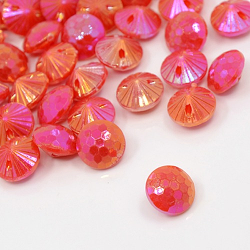PandaHall AB Color Acrylic Cone 1-Hole Sewing Buttons Scrapbooking 11mm Knopf Bouton, Faceted, Red, 11x7.5mm, Hole: 1.5mm Acrylic Cone Red
