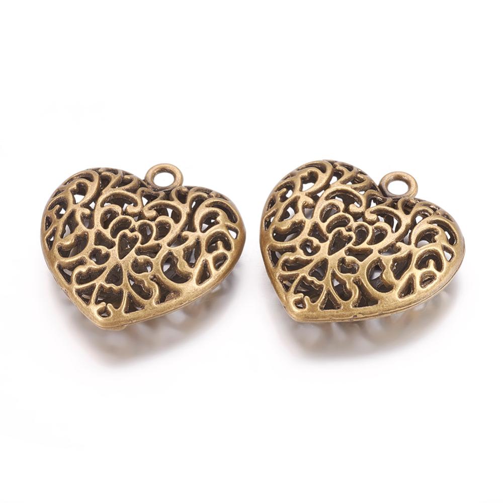PandaHall Alloy Pendants, Lead Free & Cadmium Free & Nickel Free, Heart, Antique Bronze, Size: about 35mm long, 34.5mm wide, 11mm thick...