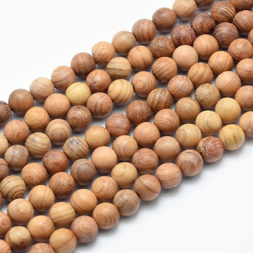 PandaHall Natural Sandalwood Beads Strands, Round, Camel, 6mm, Hole: 1mm; about 67pcs/strand, (41cm) Wood Round Brown