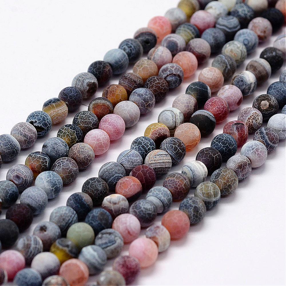 PandaHall Frosted Natural Agate Beads Strands, Round, Dyed & Heated, Black, 6mm, Hole: 0.8mm; about 65pcs/strand, 15.1" Natural Agate Round...