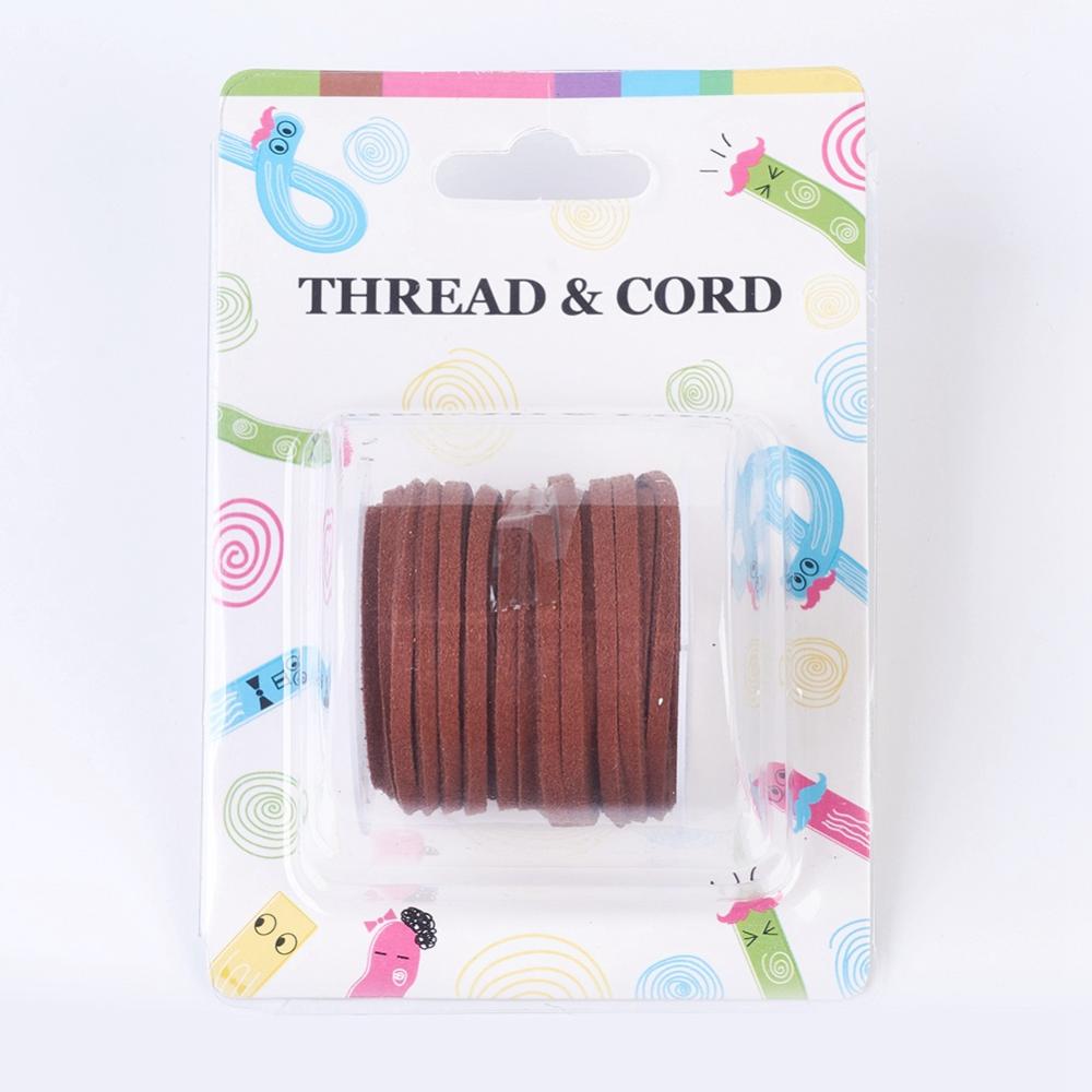 PandaHall 3x1.5mm Sienna Flat Faux Suede Cord, Faux Suede Lace, about 5m/roll Suede Brown