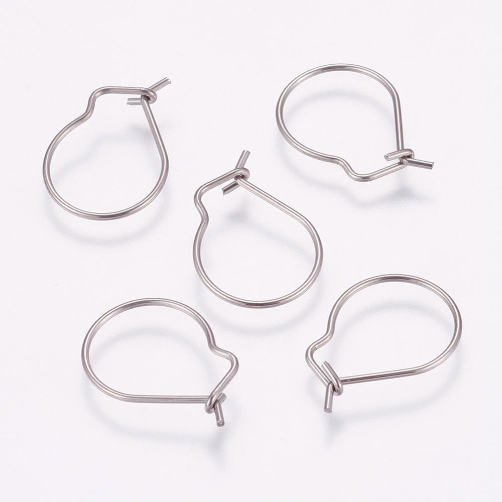 PandaHall 304 Stainless Steel Hoop Earrings, Stainless Steel Color, 18x13x1mm Stainless Steel