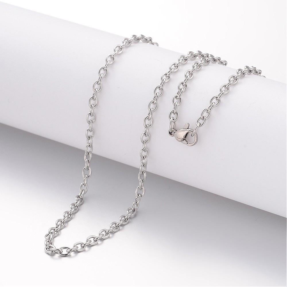 PandaHall 304 Stainless Steel Necklace Making, Cable Chains, with Lobster Clasps, Stainless Steel Color, 17.72"(450mm); 2mm Stainless Steel