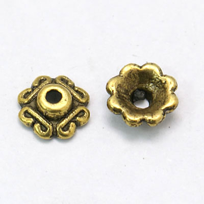 PandaHall Tibetan Style Bead Caps, Zinc Alloy Bead Caps, Lead Free & Nickel Free & Cadmium Free, Antique Bronze Color, 7mm in diameter...