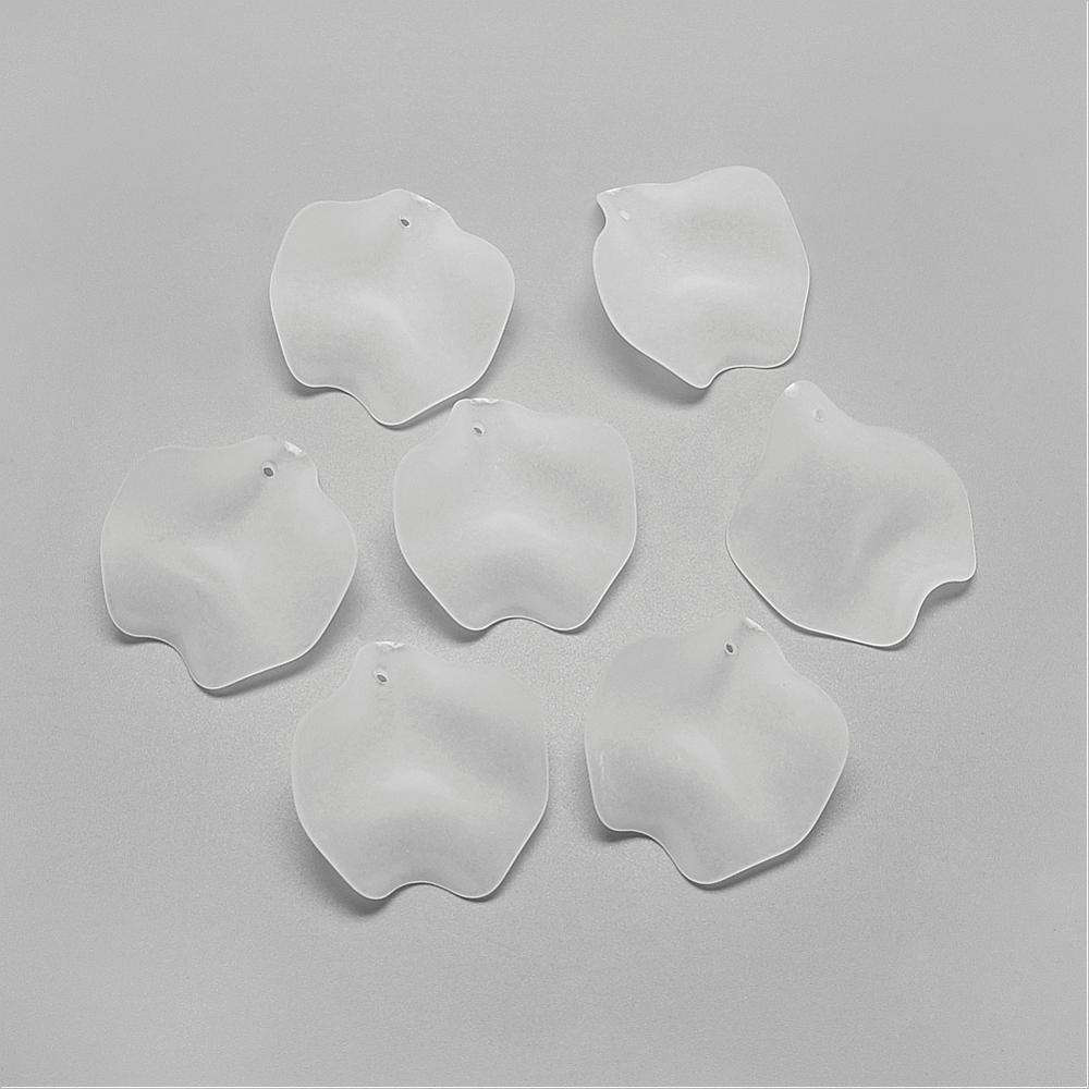 PandaHall Transparent Acrylic Pendants, Frosted, Petal, Clear, 26x24x1mm, Hole: 1.5mm; about 600pcs/500g Acrylic Flower Clear