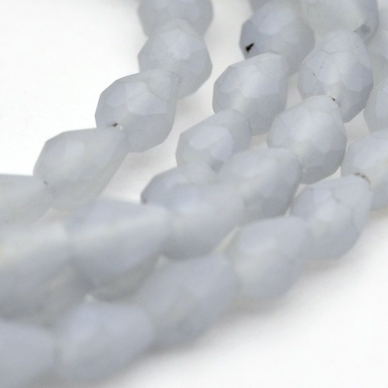 PandaHall Pearl Luster Plated Faceted Drop Glass Beads Strands, Frosted, LightGrey, 5x3mm, Hole: 1mm; about 100pcs/strand, 18.8" Glass Drop...