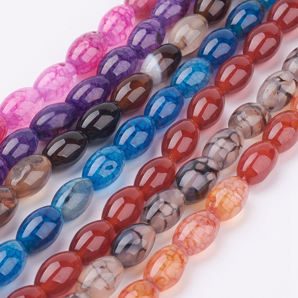 PandaHall Natural Agate Beads Strands, Dyed, Barrel, Mixed Color, 9x6mm, Hole: 1mm, about 42pcs/strand, 15.1"(38.5cm) Natural Agate Barrel...