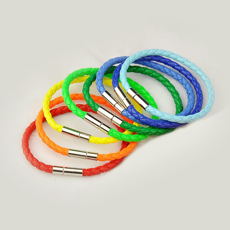 PandaHall Korea PU Twist Braided Bracelets Making, with Brass Findings, Mixed Color, 180~183x4mm Imitation Leather Multicolor