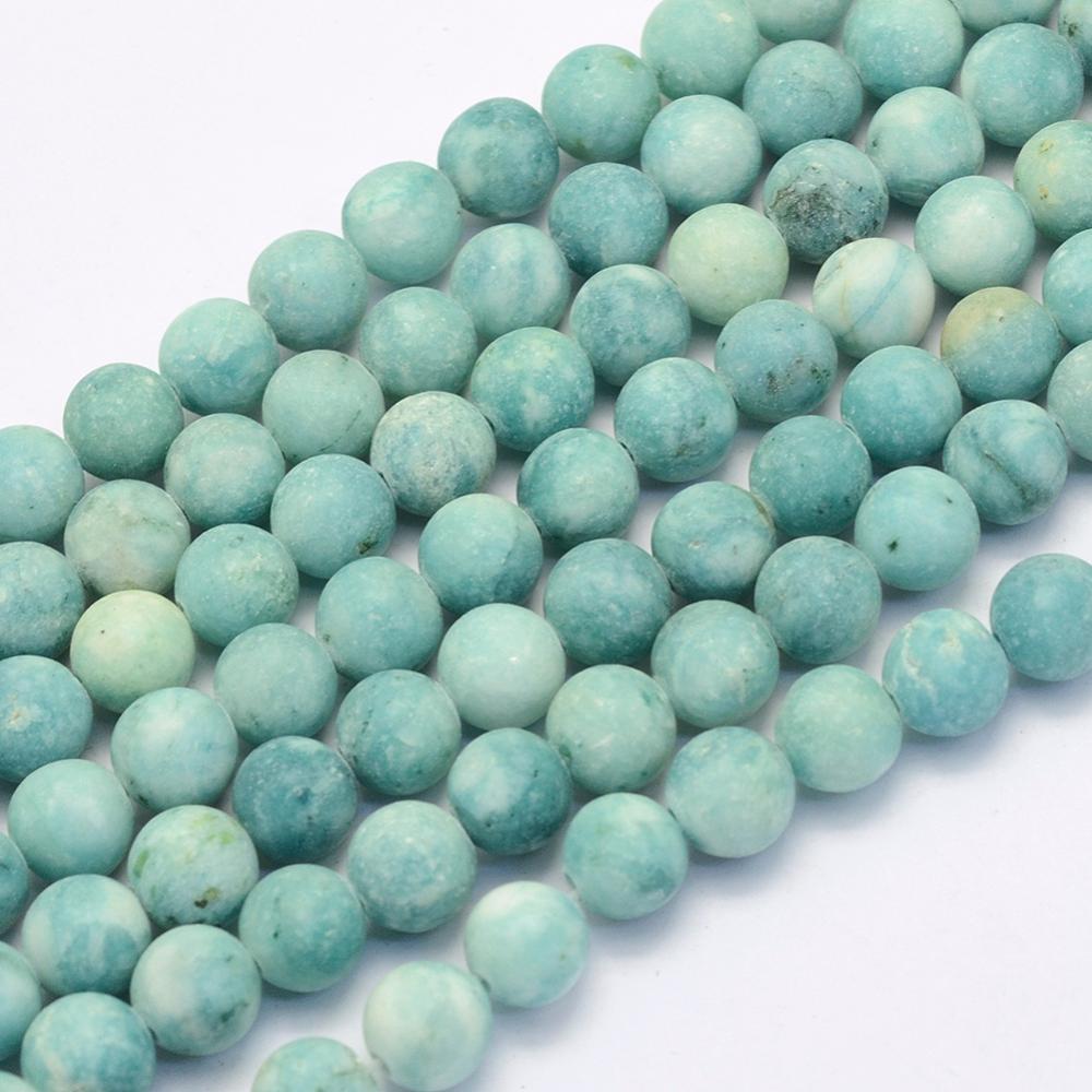 PandaHall Natural Crazy Agate Beads Strands, Round, Dyed & Heated, Frosted, PaleTurquoise, 8~8.5mm, Hole: 1mm; about 47pcs/strand, 14.9''...