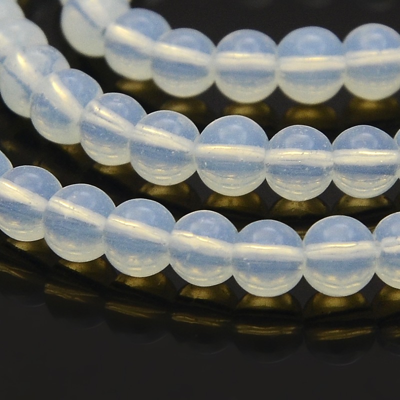 PandaHall Opalite Round Beads Strands, 4mm, Hole: 1mm; about 105pcs/strand, 15.7" Opalite Round Gray