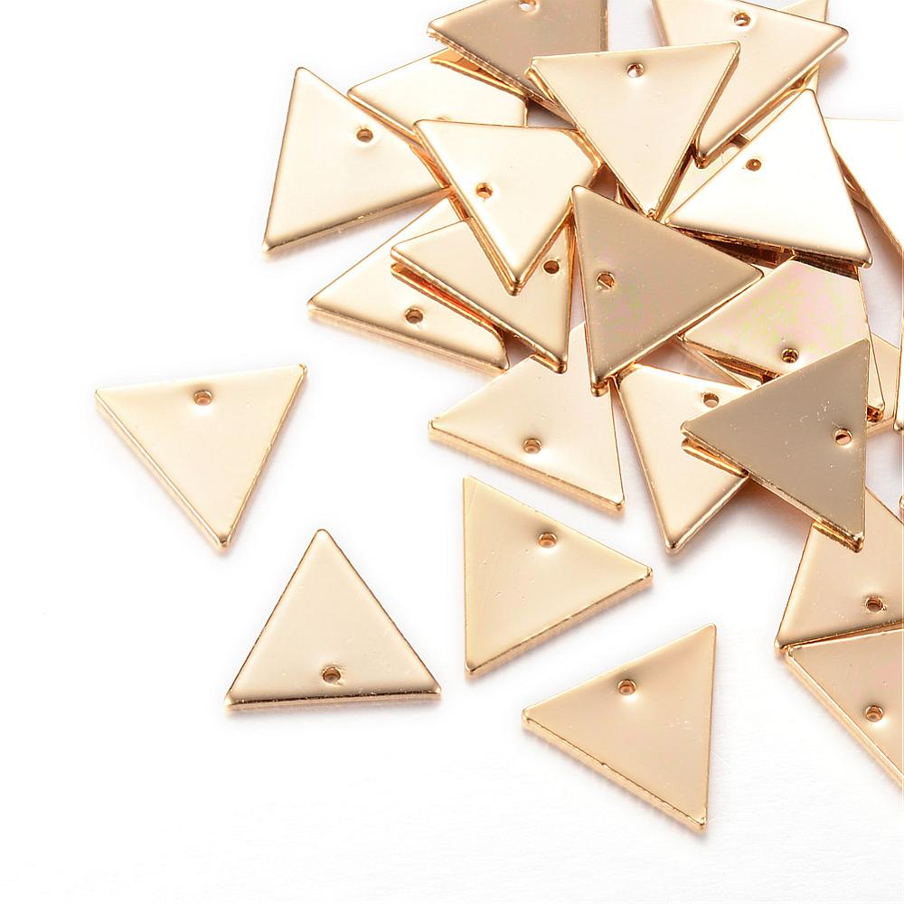 PandaHall Brass Charms, Triangle, Light Gold, 12x14x1mm, Hole: 1mm Brass Triangle