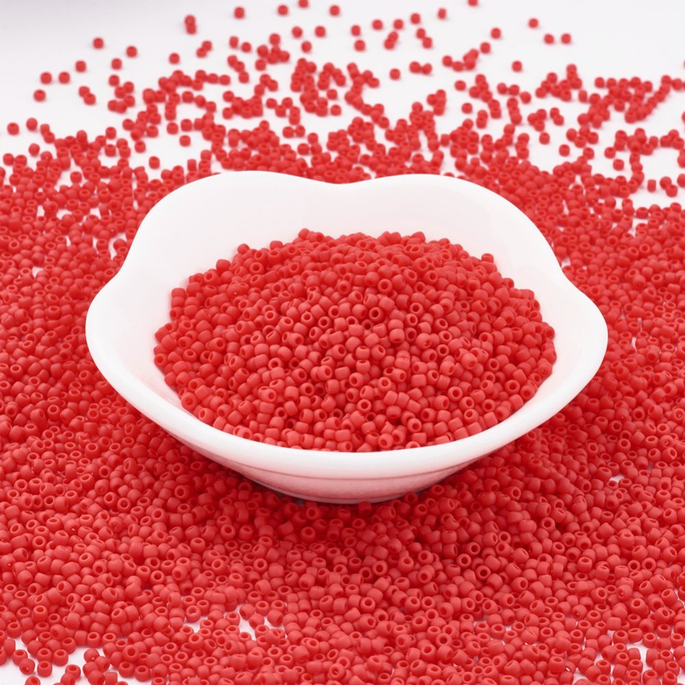 PandaHall TOHO&reg Japan Import Glass Round Seed Beads, 11/0 Matte Opaque, Red, 2x1.5mm, Hole: 0.5mm; about 933pcs/10g Glass Red