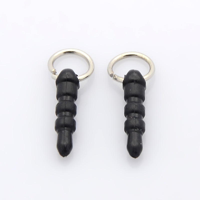 PandaHall Plastic Mobile Dustproof Plugs, with Iron JumpRings, Plastic, 22x17x3mm Plastic