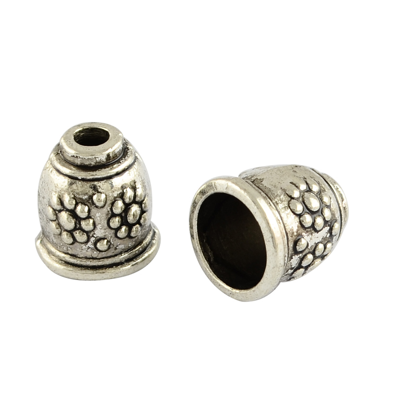 PandaHall Apetalous Alloy Bead Caps, Tibetan Style, Lead Free , Antique Silver, 11x10mm, Hole: 3~8mm; about 660pcs/1000g Alloy