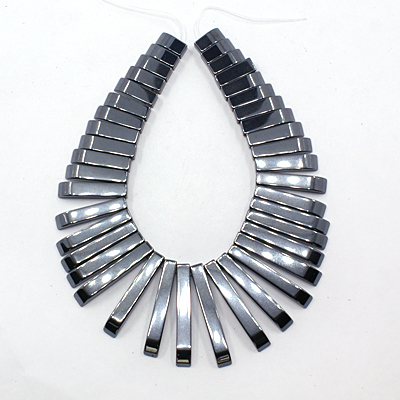 PandaHall Non-magnetic Synthetic Hematite Graduated Beaded Strands, Rectangle, Black, 10~29x4mm; about 40pcs/strand, 25.6" Non-magnetic...