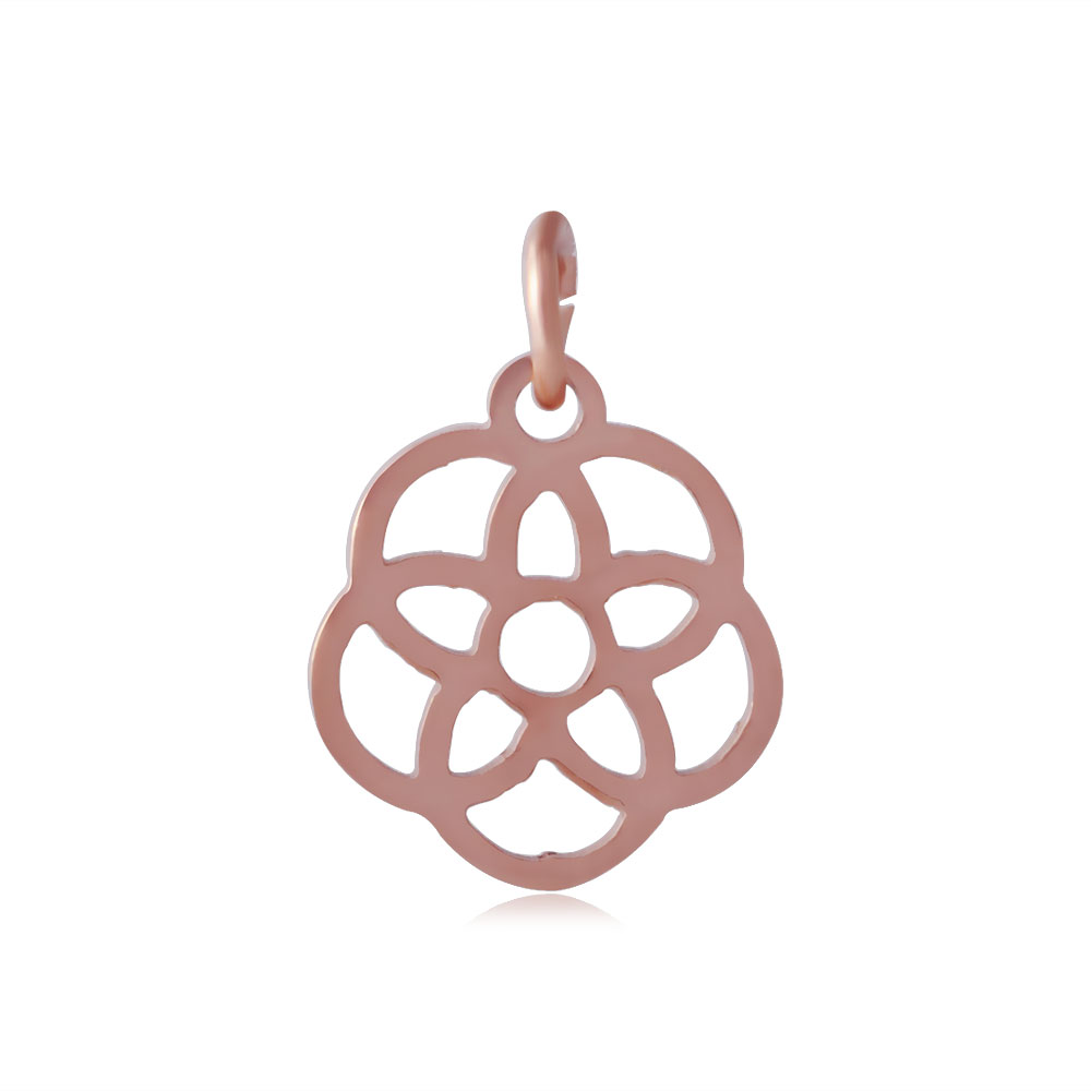 PandaHall 304 Stainless Steel Pendants, Flower, Rose Gold, 13x12x1.1mm, Hole: 3mm Stainless Steel Flower