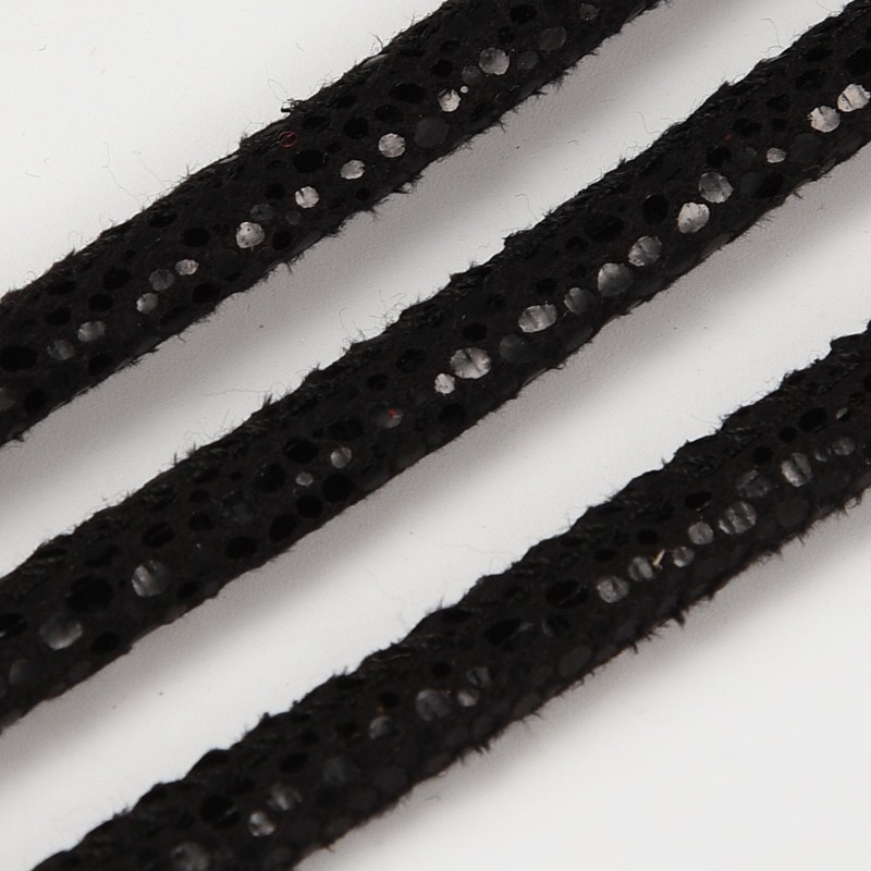 PandaHall PU Leather Cords, Black, 5mm; about 100yards/bundle Imitation Leather Round Black