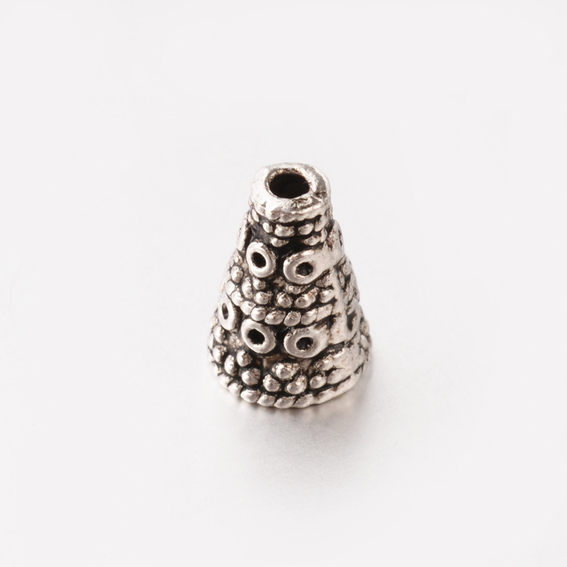 PandaHall Apetalous Tibetan Style Alloy Bead Cap, Lead Free, Antique Silver, 10.5x7.5mm, Hole: 1.5mm Alloy