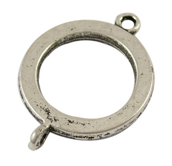 PandaHall Antique Silver Tibetan Style Links, Lead Free and Cadmium Free, Flat Ring, about 26mm long, 19mm wide, 4mm thick, hole: 1.5mm...