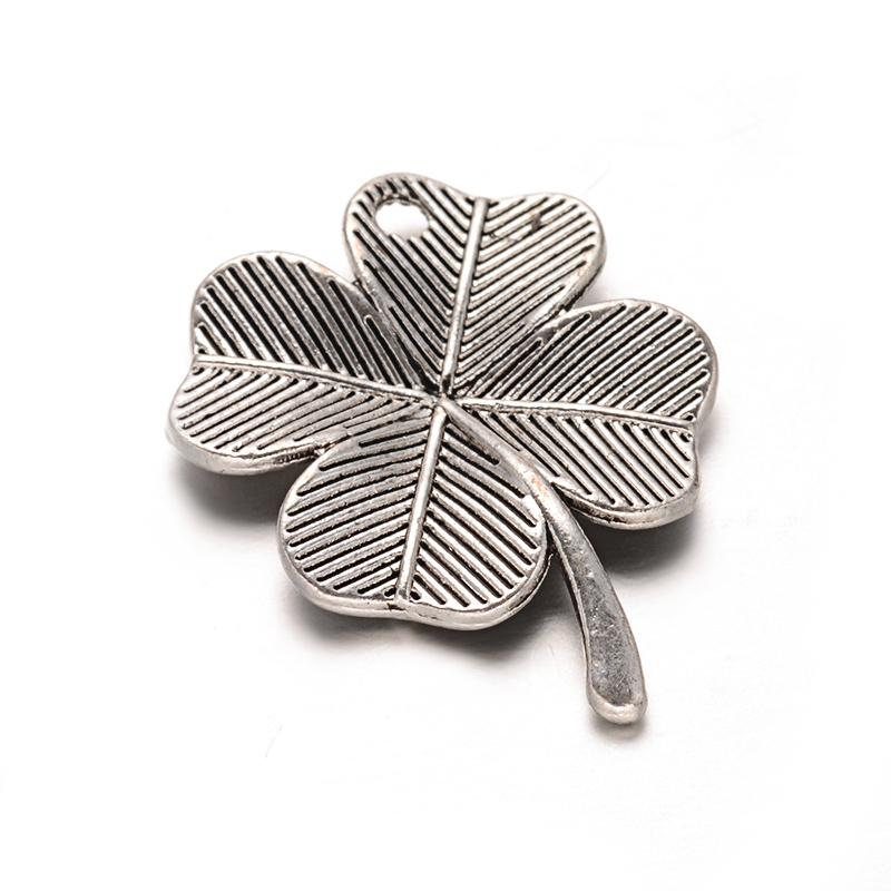 PandaHall Tibetan Style Alloy Clover Pendants, Cadmium Free & Lead Free, Antique Silver, 23x17.5x2.5mm, Hole: 2mm Alloy Clover