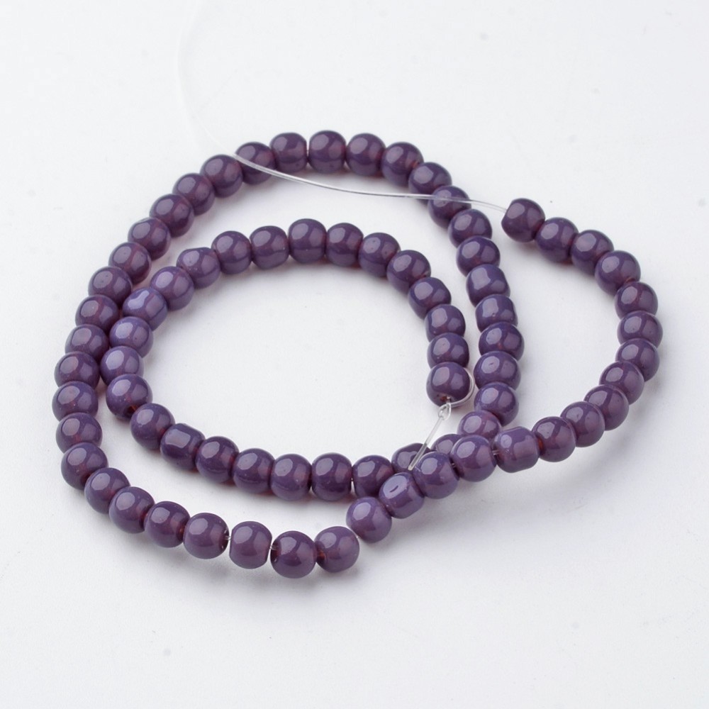 PandaHall Glass Beads Strands, Round, Dyed, DarkSlateBlue, 4mm, Hole: 1mm; about 72pcs/strand, 10.3' Glass Round Blue