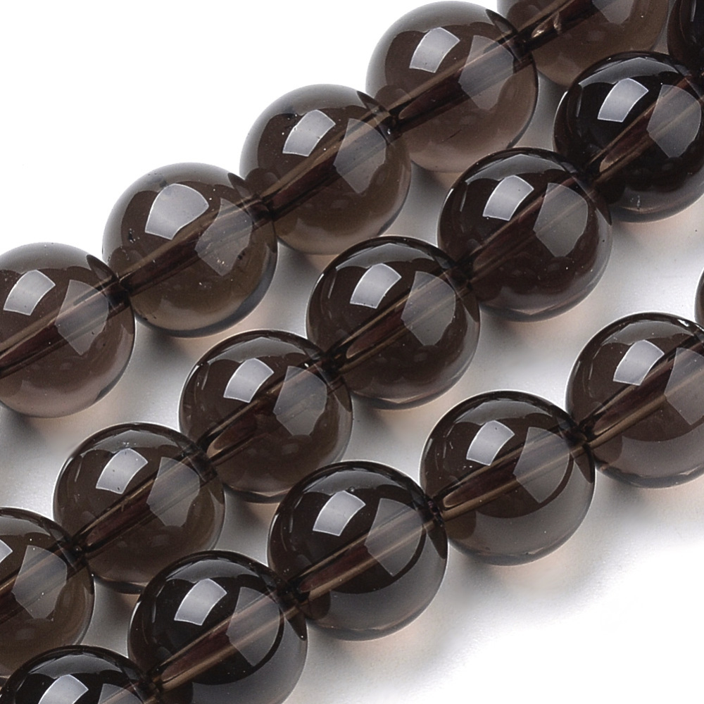 PandaHall Natural Smoky Quartz Beads Strands, Round, 8mm, Hole: 1mm; about 47pcs/strand, 15.7" Smoky Quartz Round