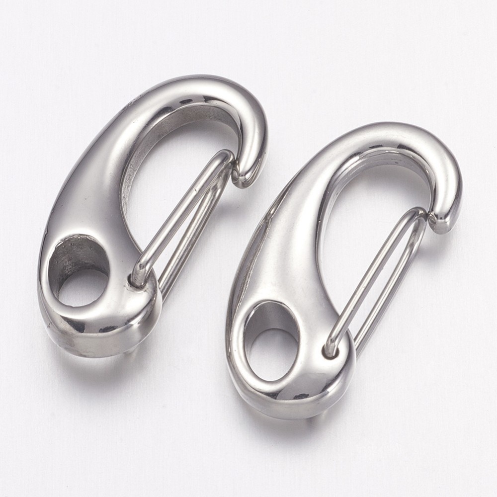 PandaHall Stainless Steel Key Clasp Findings, Snap Clasps for Jewelry Making, Half Heart, 26x12.5x6mm, Hole: 6x4mm Stainless Steel Heart