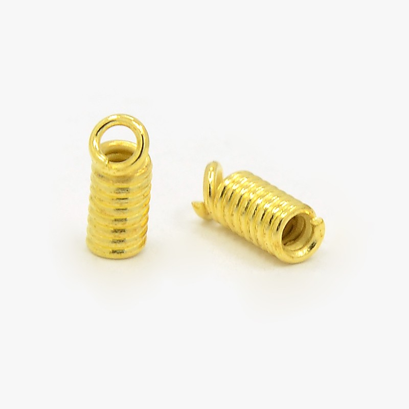 PandaHall Iron Coil Cord Ends, Golden, 3.5mm in diameter, 1.8mm inner diameter, 9mm long, hole: about 3.5mm Iron