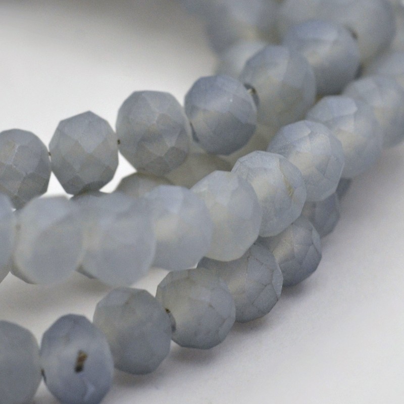 PandaHall Pearl Luster Plated Faceted Rondelle Glass Beads Strands, Frosted, LightGrey, 4x3mm, Hole: 1mm; about 146pcs/strand, 18.8" Glass...