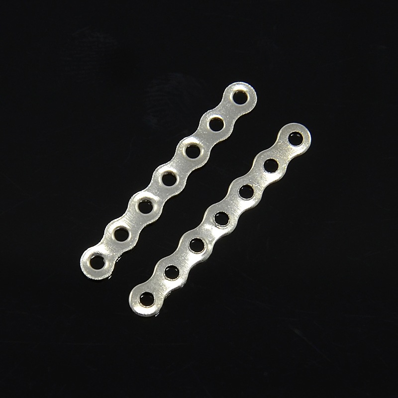 PandaHall Iron Spacer Bars, Platinum Color, With 7 Holes,  about 25mm long, 3.5mm wide, hole: 1mm Iron Rectangle