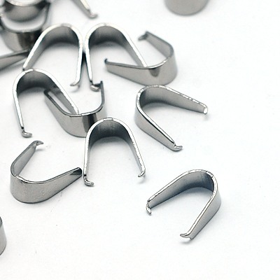 PandaHall 304 Stainless Steel Pinch Bails, 7x6mm Stainless Steel