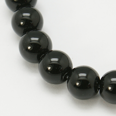 PandaHall Natural Agate Beads Strands, Dyed, Round, Black, 6mm, Hole: 1mm; about 65pcs/strand, 15.5" Natural Agate Round Black