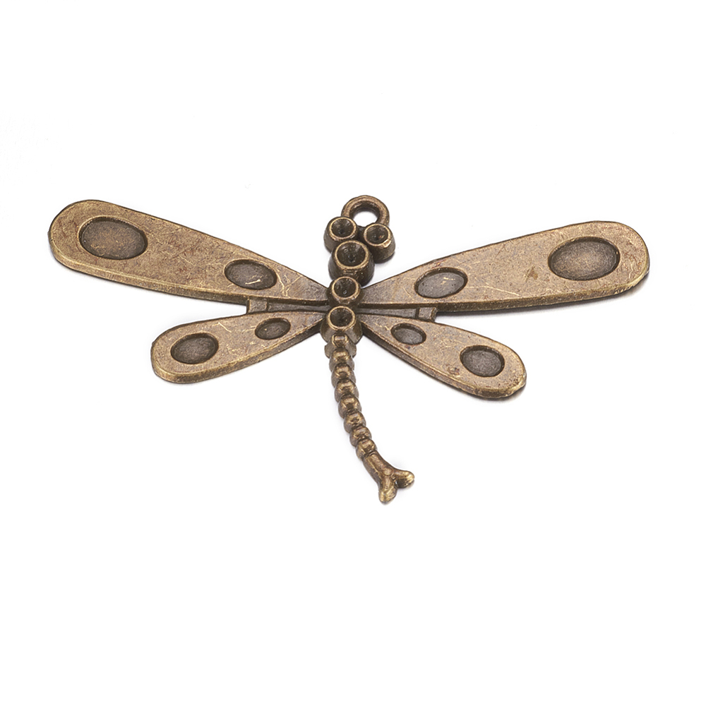 PandaHall Tibetan Style Alloy Big Pendants, Dragonfly, Antique Bronze, Lead Free and Cadmium Free and Nickel Free; 61x35.5x3mm, Hole: 2mm...
