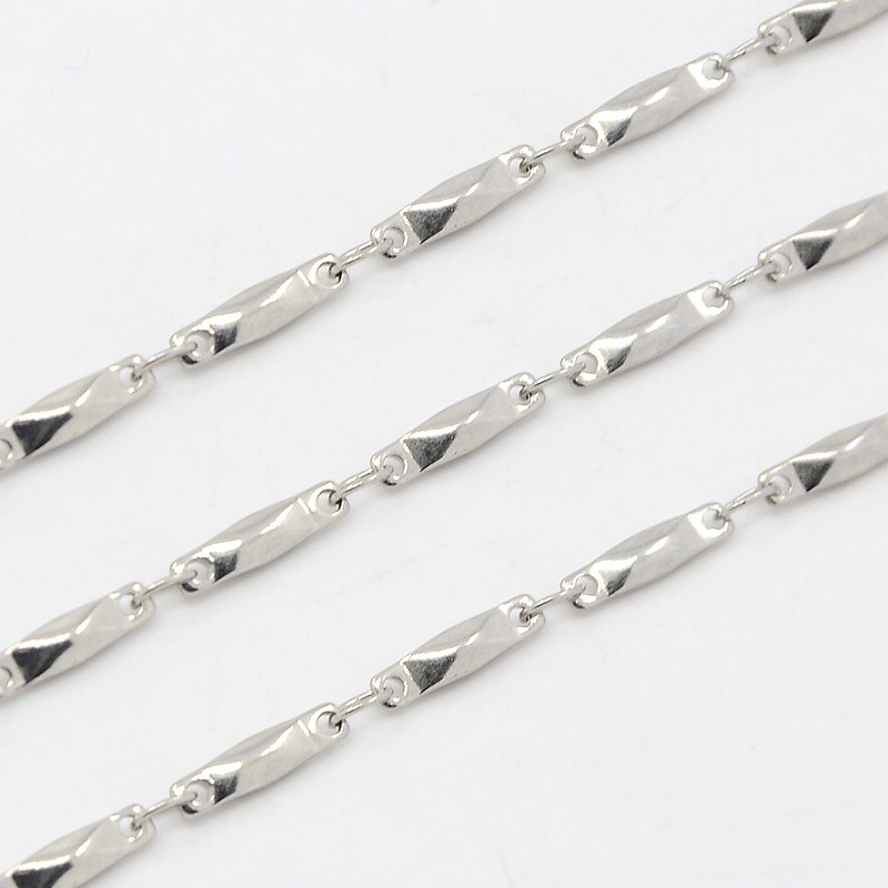 PandaHall 304 Stainless Steel Bar Link Chains, Decorative Chains, Stainless Steel Color, 2x1.5mm Stainless Steel