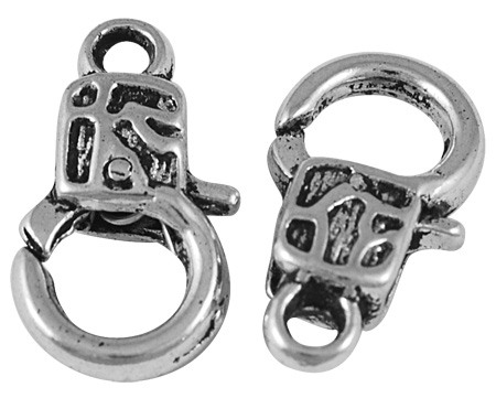 PandaHall Alloy Lobster Claw Clasps, Rectangle, Lead Free and Cadmium Free, Antique Silver Color, 18mm long, 10mm wide, 5mm thick, hole: 2mm...