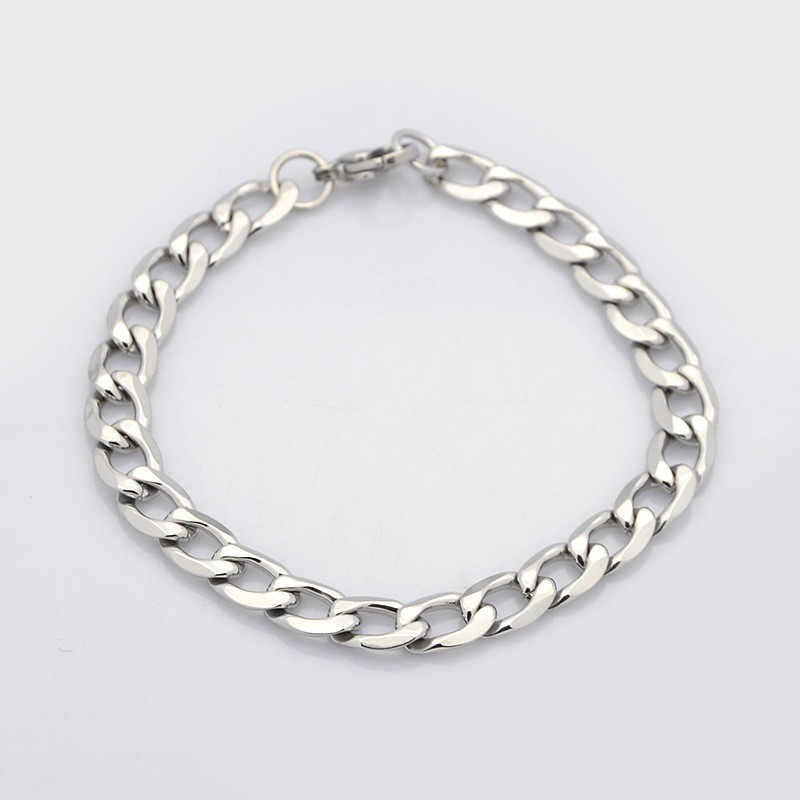 PandaHall 304 Stainless Steel Curb Chain Twisted Chain Bracelets, with Lobster Claw Clasps, Faceted, Stainless Steel Color, 7-1/2"(190mm)...
