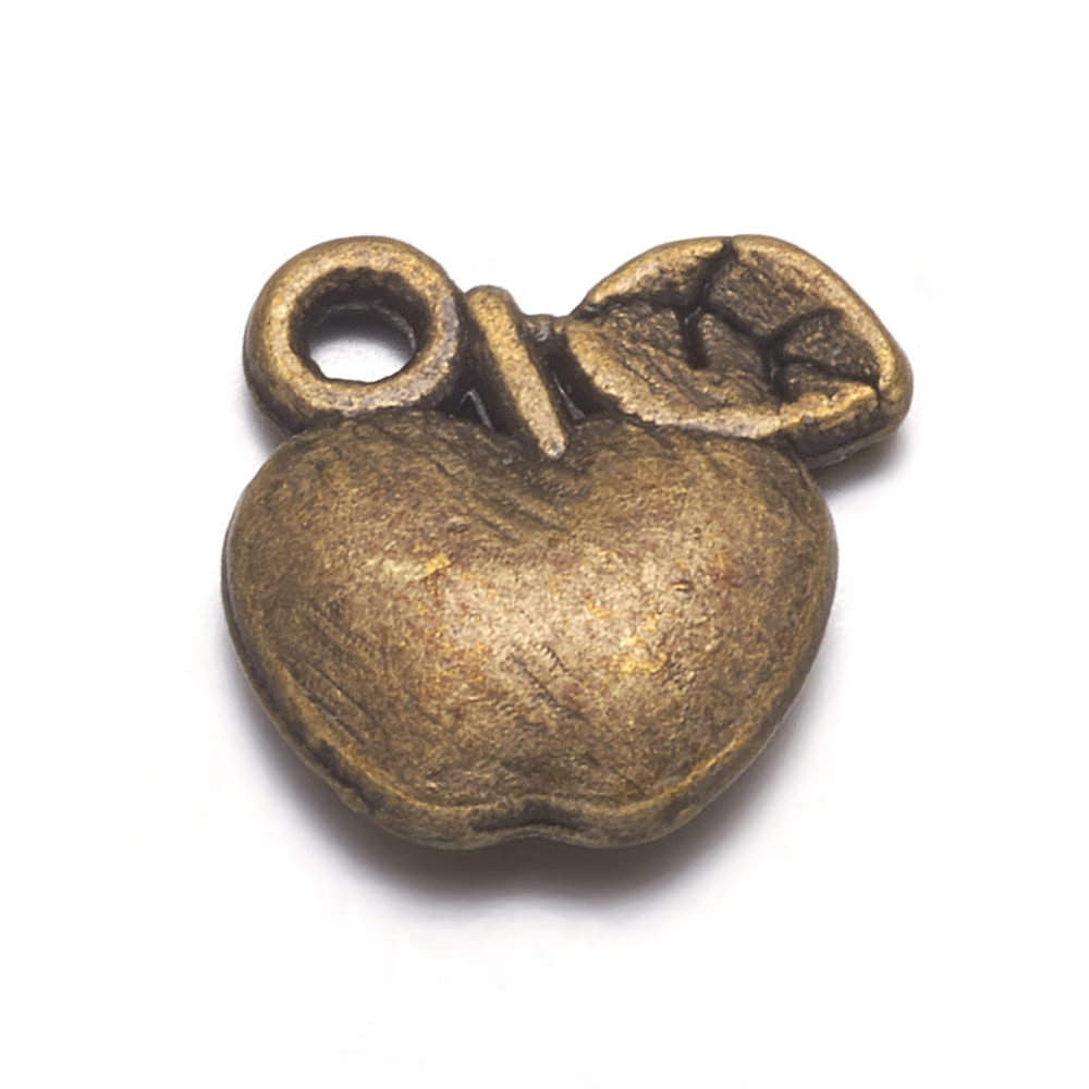 PandaHall Tibetan Style Pendants, Lead Free, Apple, Antique Bronze Color, Size: about 11mm long, 11mm wide, 2mm thick, hole: 2mm Alloy Fruit