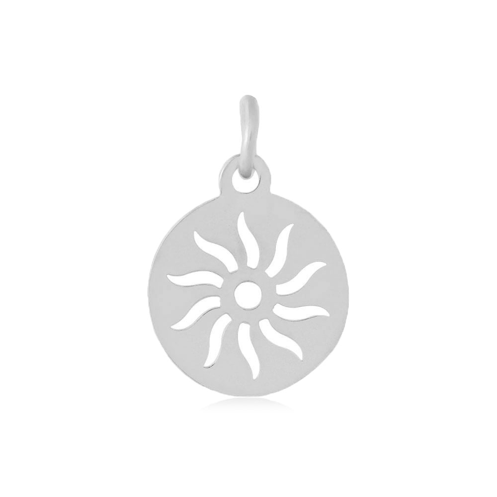 PandaHall 304 Stainless Steel Pendants, Flat Round with Sun, Stainless Steel Color, 14x12x1.1mm, Hole: 3mm Stainless Steel Flat Round