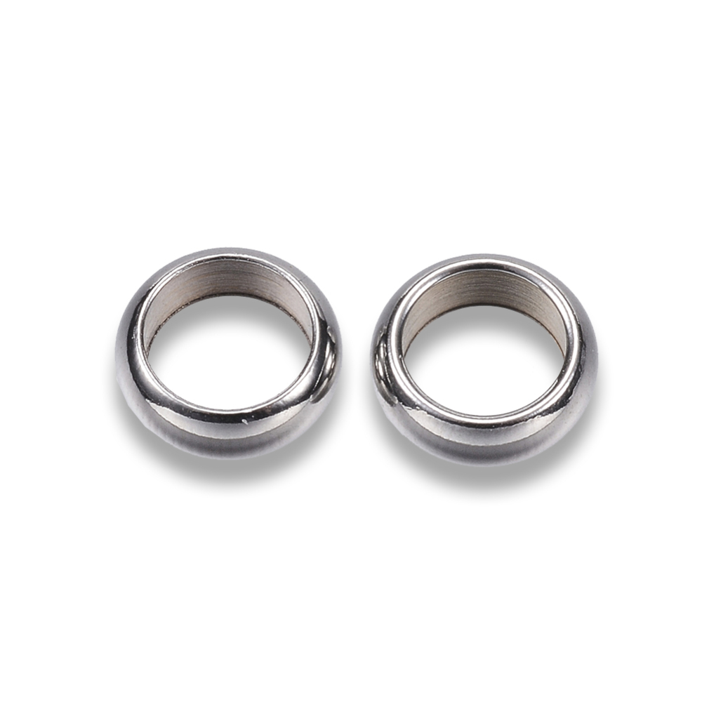 PandaHall 304 Stainless Steel Bead Spacers, Ring, Stainless Steel Color, 7x2.5mm, Hole: 5mm Stainless Steel Ring