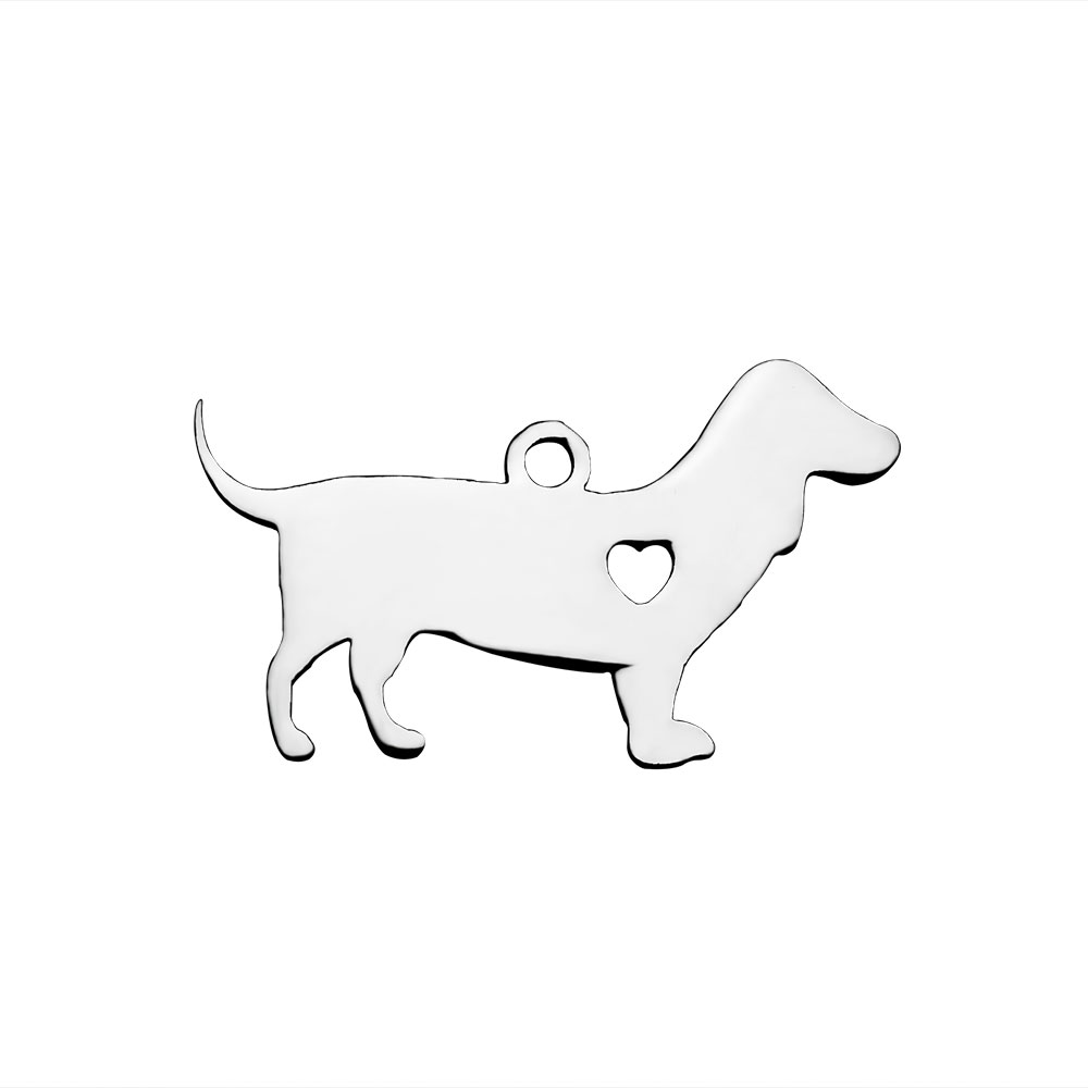 PandaHall 304 Stainless Steel Pendants, Dog, Stainless Steel Color, 14x24x1.1mm, Hole: 1mm Stainless Steel Dog