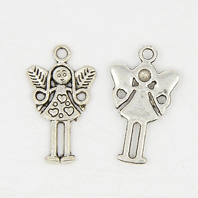 PandaHall Tibetan Style Fairy Pendants, Lead Free, Antique Silver, 25x15x2mm Alloy Angel & Fairy