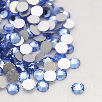 PandaHall Glass Flat Back Rhinestone, Grade A, Back Plated, Faceted, Half Round, Light Sapphire, 3.8~4mm; about 1440pcs/bag Glass Rhinestone...
