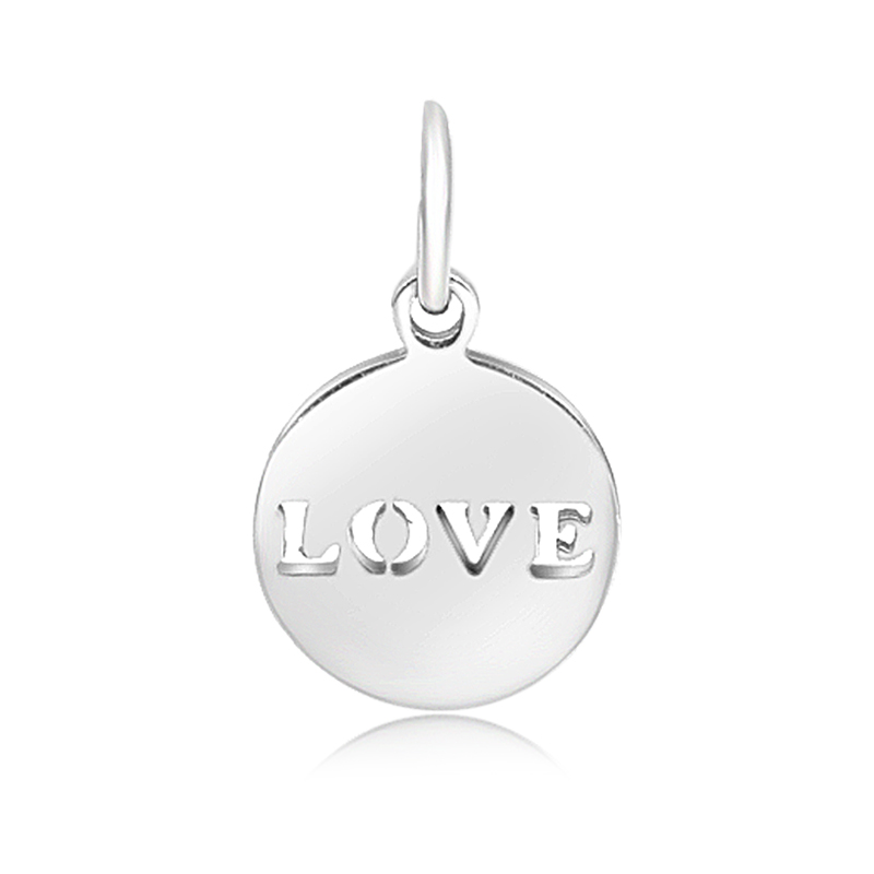 PandaHall 316 Stainless Steel Pendants, Flat Round, with Word Love, Stainless Steel Color, 15x12x1mm, Hole: 5mm Stainless Steel Flat Round